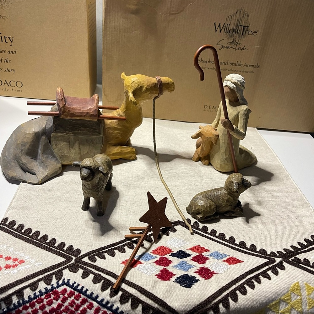 Willow Tree Shepherd and Stable Animals
